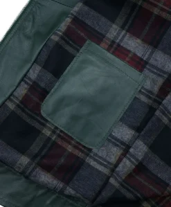 Uomo D'Arienzo Marlon - Giacca in pelle naturale verde effetto liscio collo banana