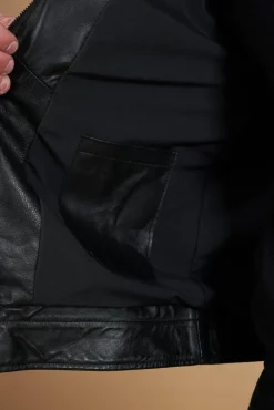 Uomo D'Arienzo Marlon Cam - Giacca in pelle nera nappa effetto liscio collo camicia