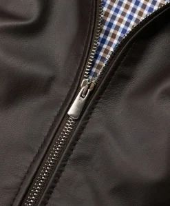Uomo D'Arienzo Marlon Cam - Giacca in pelle naturale marrone effetto liscio collo camicia