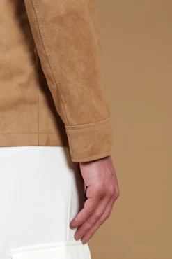 Uomo D'Arienzo Mason - Sahariana camoscio beige uomo con tasche applicate