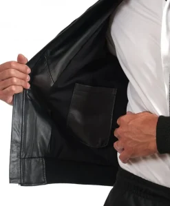Uomo D'Arienzo Maxim - Giubbotto Bomber in pelle nera nappa effetto liscio