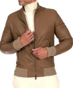 Uomo D'Arienzo Maxim - Giubbotto Bomber in pelle fango nappa effetto liscio