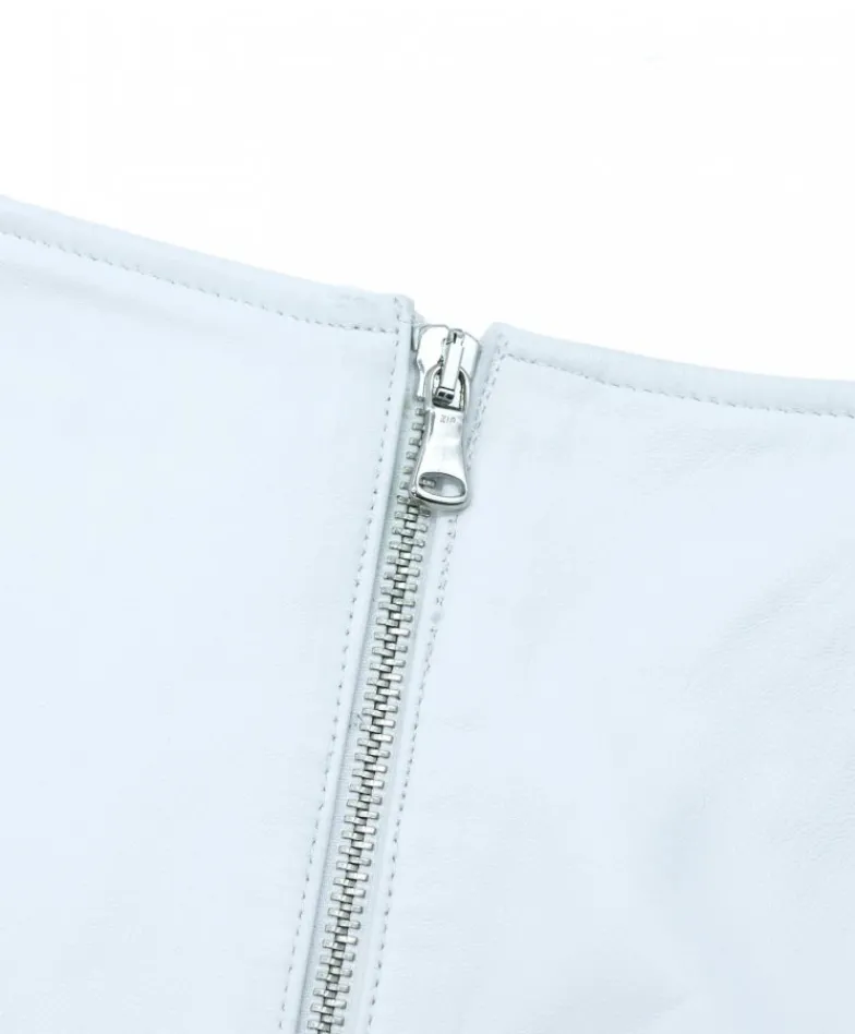 Donna D'Arienzo Maya - Pantaloncino sfoderato in pelle bianca nappa effetto liscio