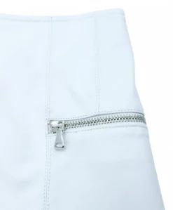 Donna D'Arienzo Maya - Pantaloncino sfoderato in pelle bianca nappa effetto liscio