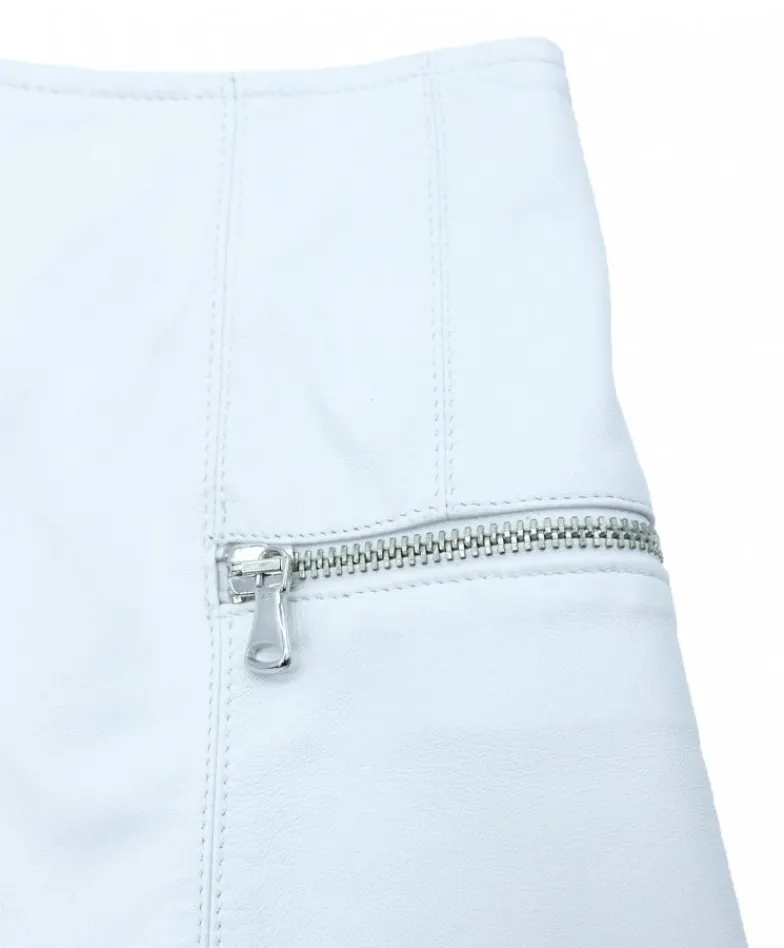 Donna D'Arienzo Maya - Pantaloncino sfoderato in pelle bianca nappa effetto liscio
