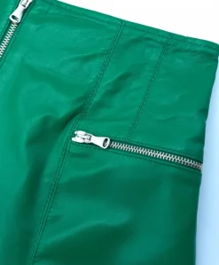 Donna D'Arienzo Maya - Pantaloncino sfoderato in pelle verde nappa effetto liscio