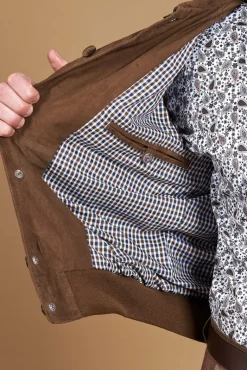 Uomo D'Arienzo Mike - Giacca bomber in pelle camoscio color fango collo camicia