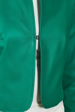 Donna D'Arienzo Miss - Giacca corta bolero in pelle verde smeraldo girocollo