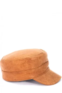 Donna D'Arienzo Modena - Cappello in pelle color cuoio con visiera stile Vasco