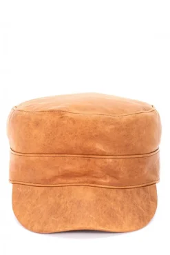 Donna D'Arienzo Modena - Cappello in pelle color cuoio con visiera stile Vasco