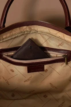 D'Arienzo Morris - Borsone da viaggio in pelle marrone con manico pieghevole
