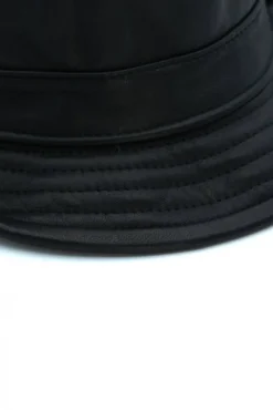 Uomo D'Arienzo New York - Cappello da uomo in pelle nera stile borsalino