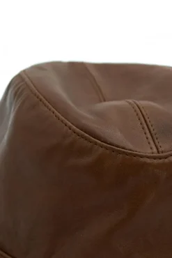 Uomo D'Arienzo New York - Cappello da uomo in pelle vintage marrone stile borsalino