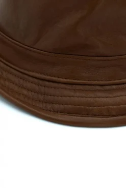 Uomo D'Arienzo New York - Cappello da uomo in pelle vintage marrone stile borsalino