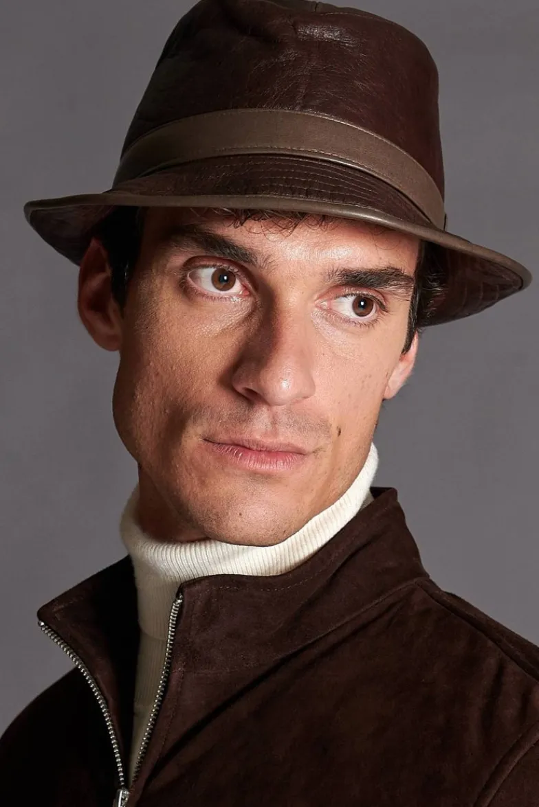 Uomo D'Arienzo New York - Cappello da uomo in pelle moro stile borsalino