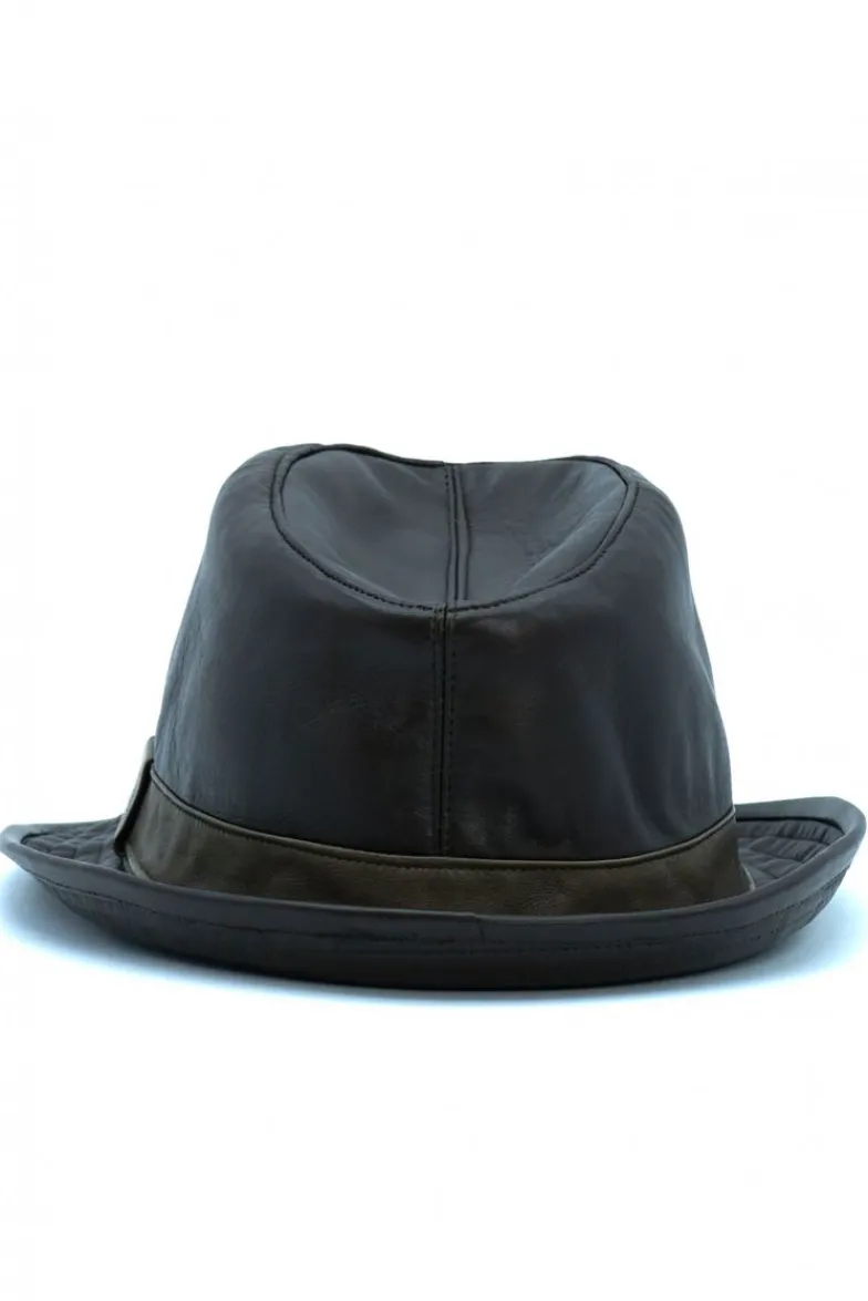 Uomo D'Arienzo New York - Cappello da uomo in pelle moro stile borsalino