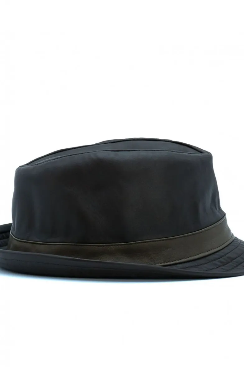 Uomo D'Arienzo New York - Cappello da uomo in pelle moro stile borsalino
