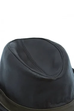 Uomo D'Arienzo New York - Cappello da uomo in pelle moro stile borsalino