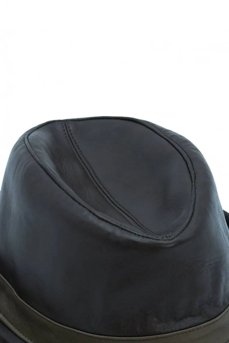 Uomo D'Arienzo New York - Cappello da uomo in pelle moro stile borsalino