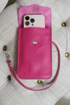 D'Arienzo Noah - Tracollina porta cellulare in pelle fuxia morbida