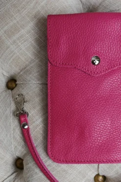 D'Arienzo Noah - Tracollina porta cellulare in pelle fuxia morbida