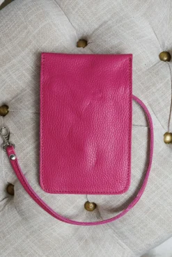 D'Arienzo Noah - Tracollina porta cellulare in pelle fuxia morbida