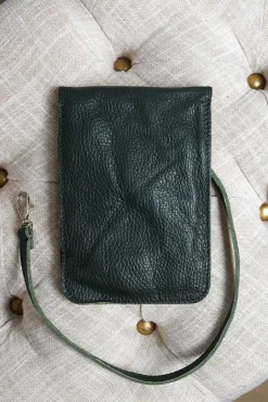 D'Arienzo Noah - Tracollina porta cellulare in pelle verde morbida