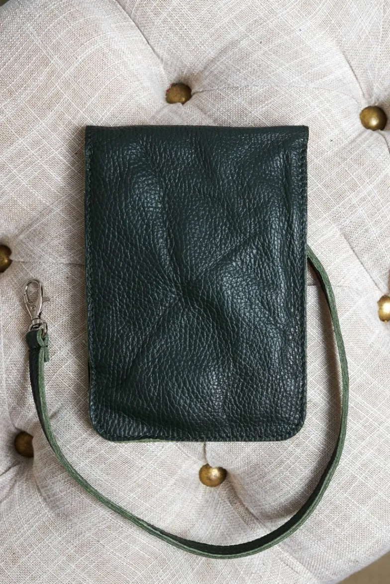 D'Arienzo Noah - Tracollina porta cellulare in pelle verde morbida