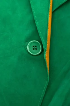 Donna D'Arienzo Olivia - Giacca blazer in pelle scamosciata colore verde