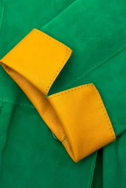 Donna D'Arienzo Olivia - Giacca blazer in pelle scamosciata colore verde
