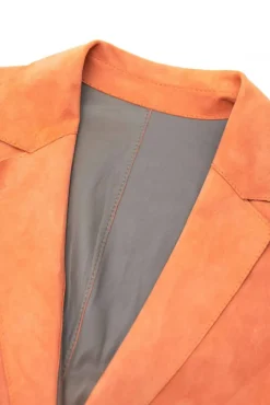 Donna D'Arienzo Olivia - Giacca blazer in pelle scamosciata colore arancione