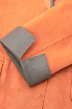 Donna D'Arienzo Olivia - Giacca blazer in pelle scamosciata colore arancione
