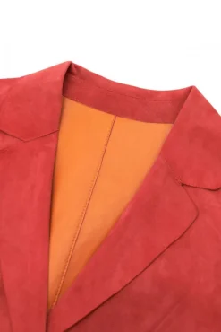 Donna D'Arienzo Olivia - Giacca blazer in pelle scamosciata colore corallo