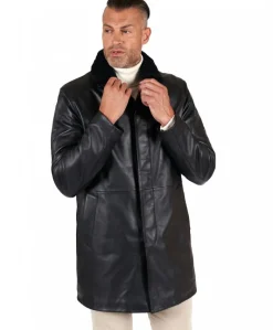 Uomo D'Arienzo Oscar - Cappotto in pelle nappa nera trapunta staccabile