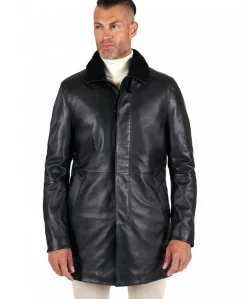 Uomo D'Arienzo Oscar - Cappotto in pelle nappa nera trapunta staccabile