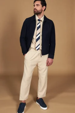 Uomo D'Arienzo Owen - Giacca in camoscio blu impunturata colletto camicia
