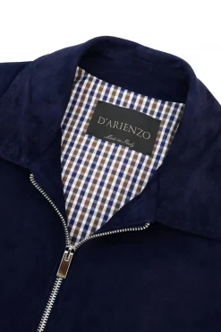 Uomo D'Arienzo Owen - Giacca in camoscio blu impunturata colletto camicia