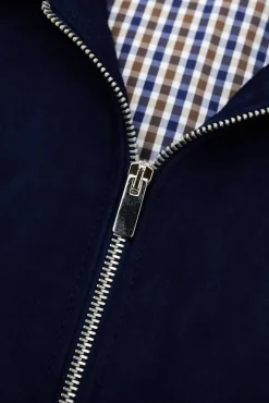 Uomo D'Arienzo Owen - Giacca in camoscio blu impunturata colletto camicia
