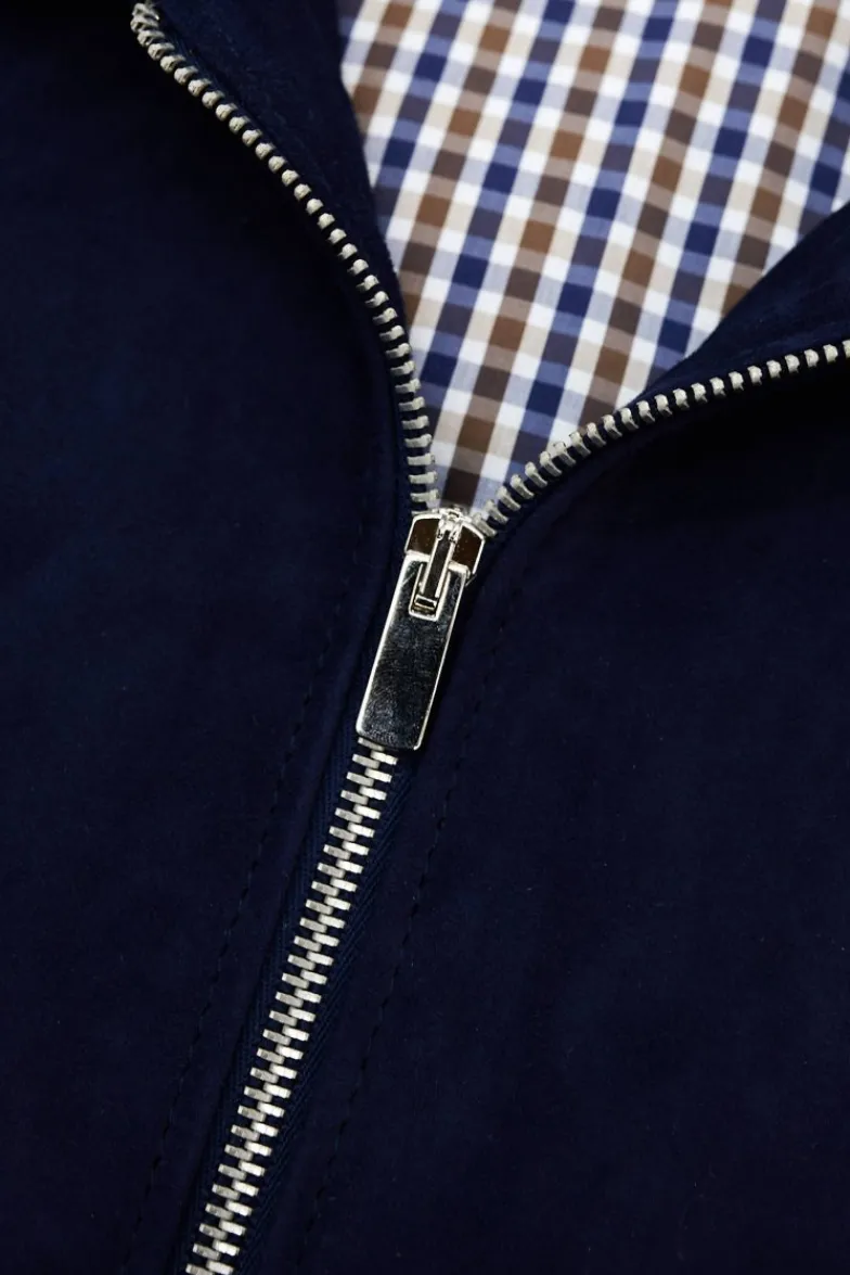 Uomo D'Arienzo Owen - Giacca in camoscio blu impunturata colletto camicia