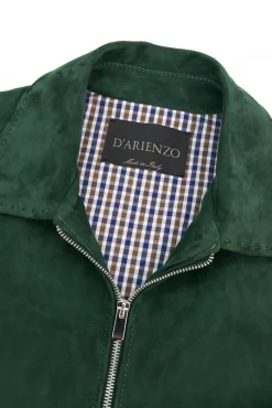 Uomo D'Arienzo Owen - Giacca in camoscio color verde impunturata colletto camicia