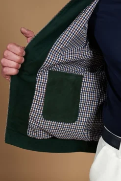 Uomo D'Arienzo Owen - Giacca in camoscio color verde impunturata colletto camicia