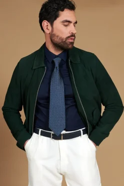Uomo D'Arienzo Owen - Giacca in camoscio color verde impunturata colletto camicia