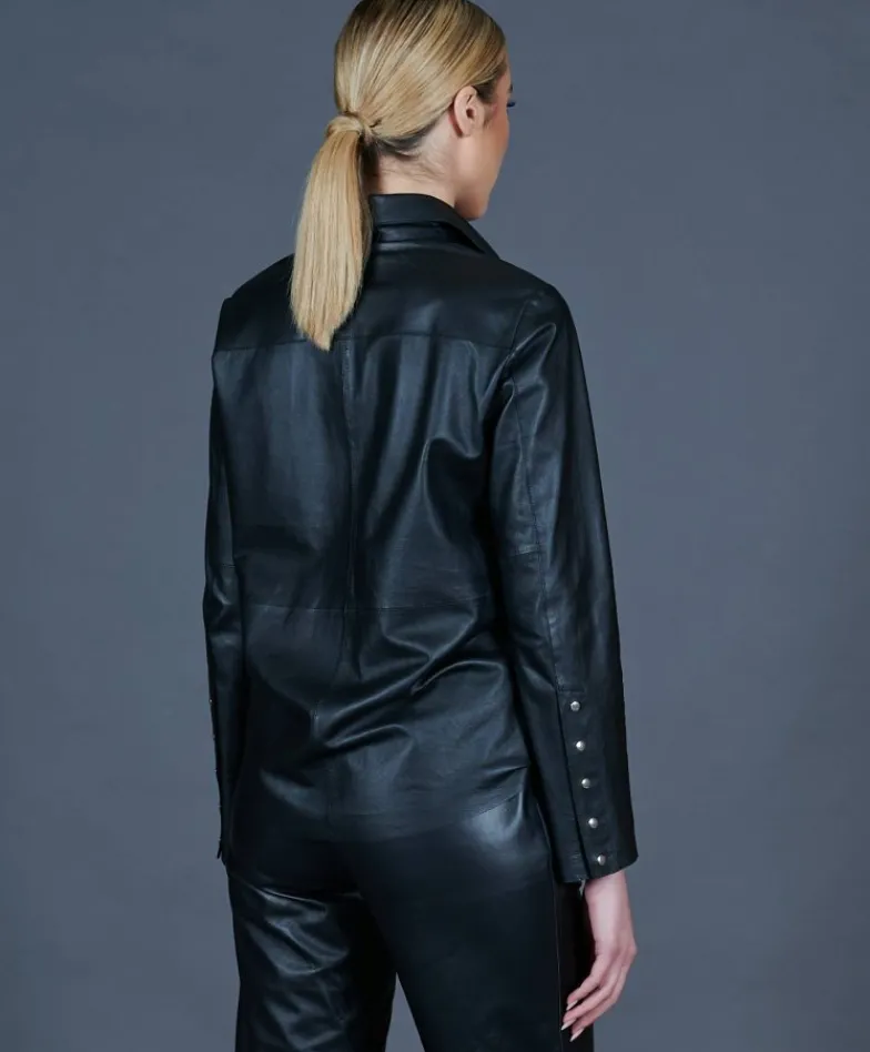 Donna D'Arienzo Pearl - Camicia in pelle nera versione sfoderata