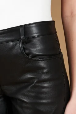 Donna D'Arienzo Penelope - Pantalone in pelle nera nappa effetto liscio
