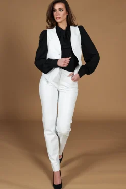 Donna D'Arienzo Penelope - Pantalone in pelle bianca nappa effetto liscio