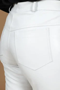 Donna D'Arienzo Penelope - Pantalone in pelle bianca nappa effetto liscio
