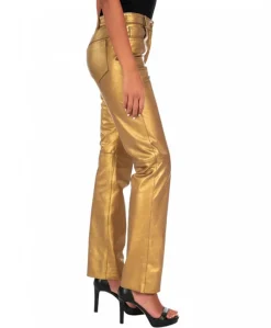 Donna D'Arienzo Penelope - Pantalone in pelle laminata colore oro