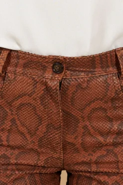 Donna D'Arienzo Penelope - Pantalone in pelle marrone stampa pitone