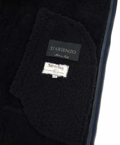 Uomo D'Arienzo Peter - Montone blu Shearling biker uomo collo camicia con fibbia