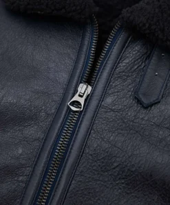 Uomo D'Arienzo Peter - Montone blu Shearling biker uomo collo camicia con fibbia